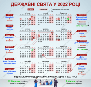 календар вихідних 2022