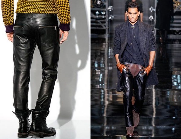 Чоловічі брюки з шкіряного матеріалу