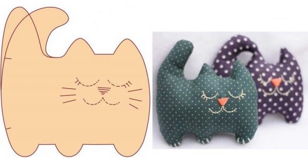 декоративна подушка у вигляді кота з викрійкою