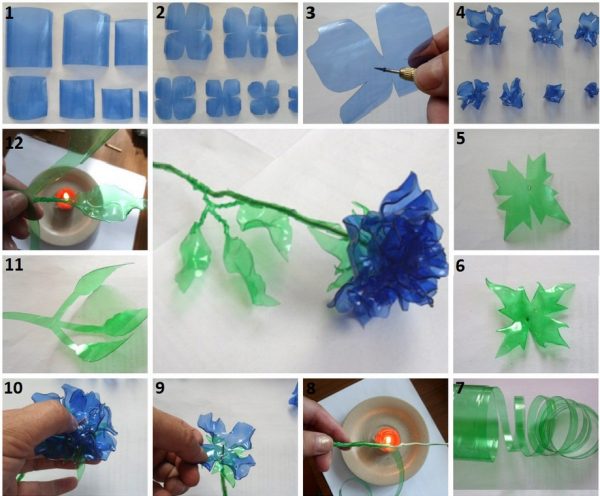 виготовлення квітів з пластикових пляшок