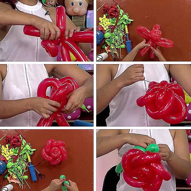 як зробити троянду з повітряних кульок